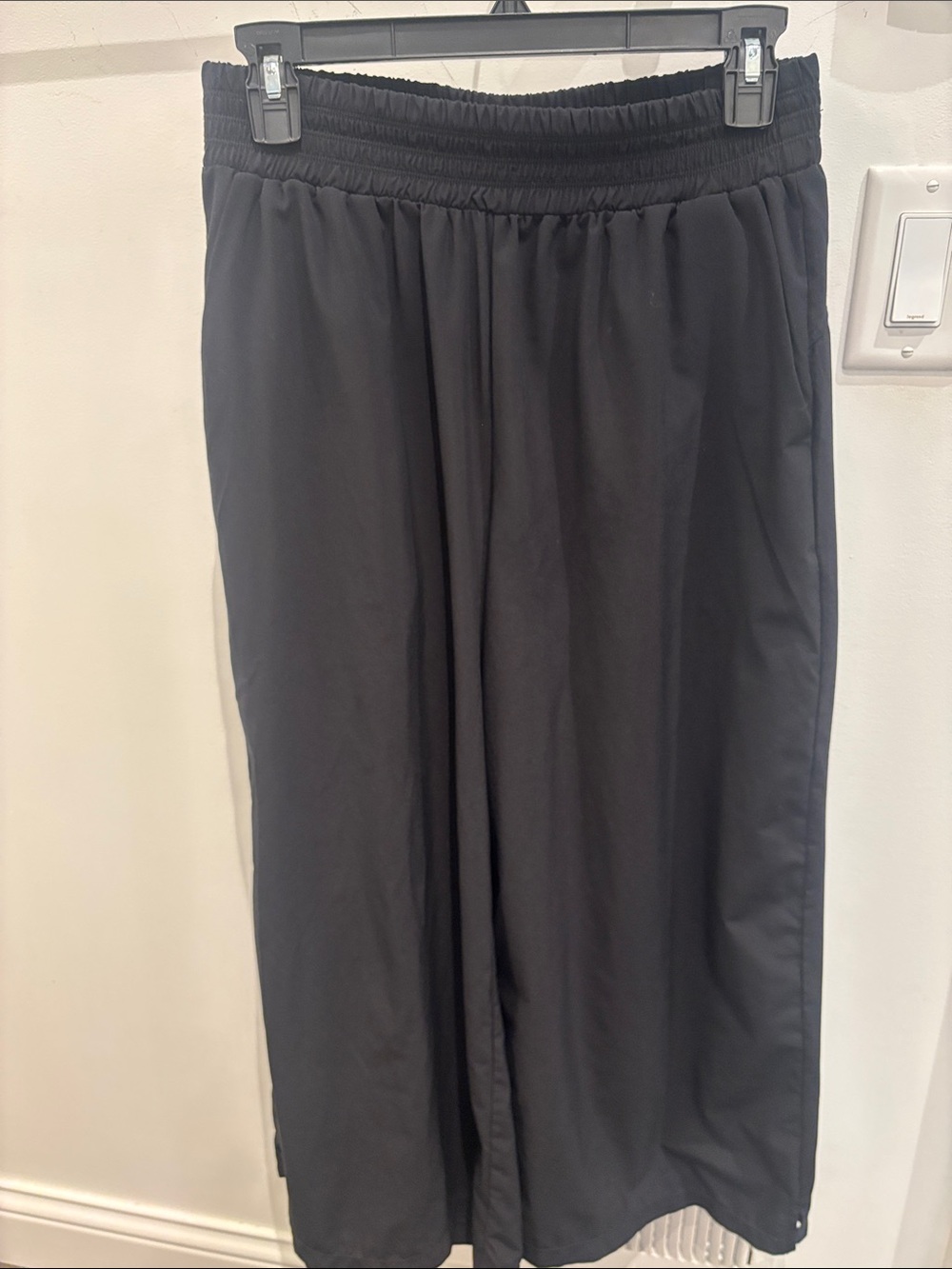 Zella Men's Black Elastic-Waist Wide-Leg Pants